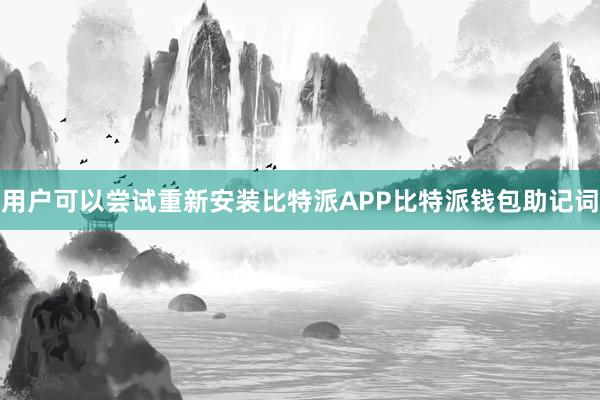 用户可以尝试重新安装比特派APP比特派钱包助记词