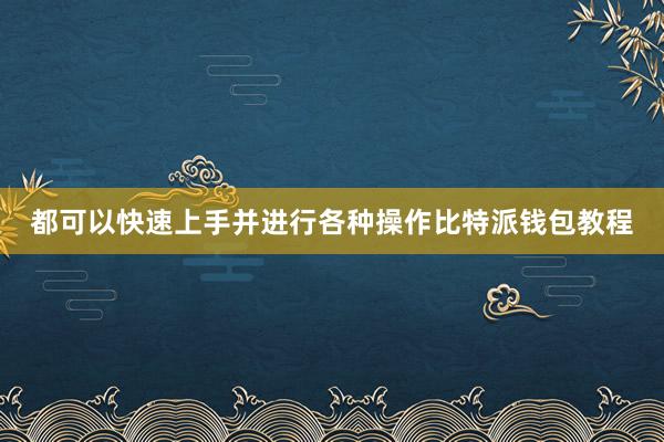 都可以快速上手并进行各种操作比特派钱包教程